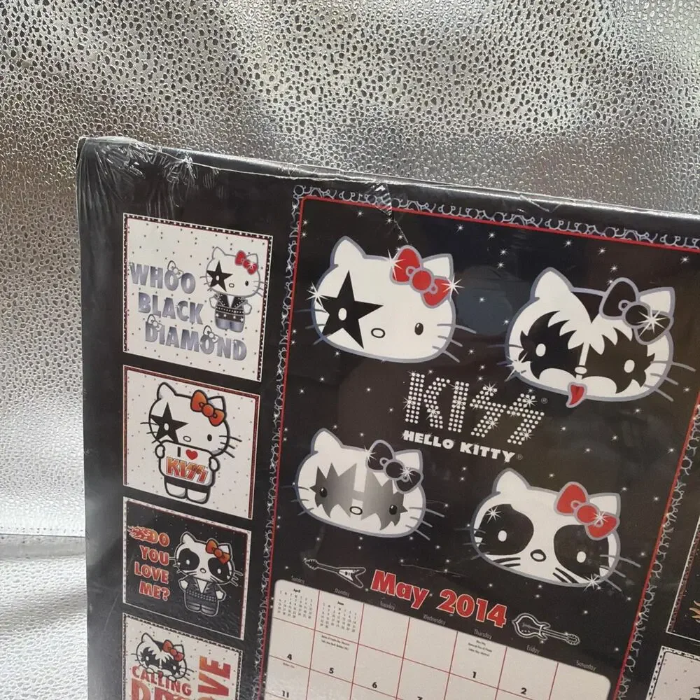 KISS Rock Band HELLO KITTY 2014 calendar 16 month NOS Gene Paul Ace SEALED